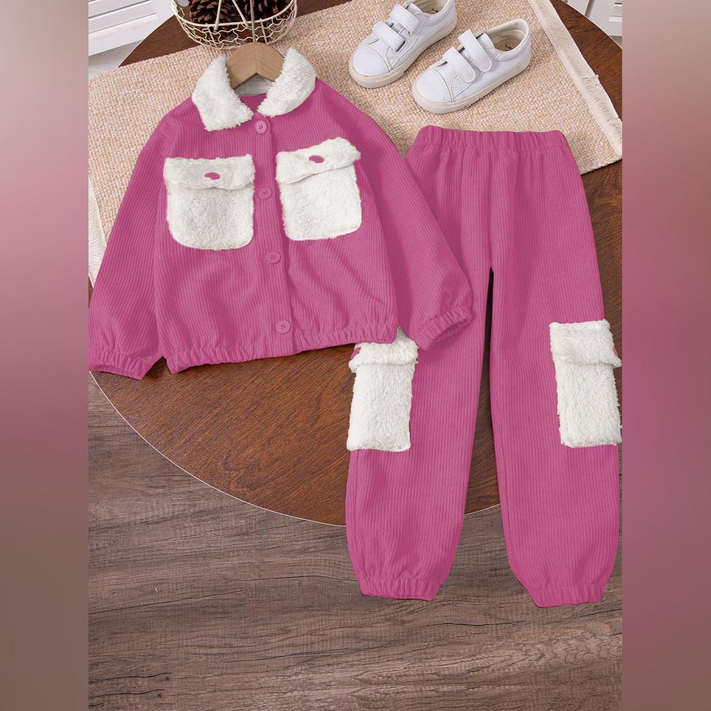 Kids Cartoon Casual Fashion Outfit Set Long Sleeve Top & Pants