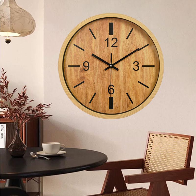 12 Inch Modern Light Luxury Wooden Wall Clock Mute Non-ticking Three-dimensional Suitable for Study Library Bedroom Living Room