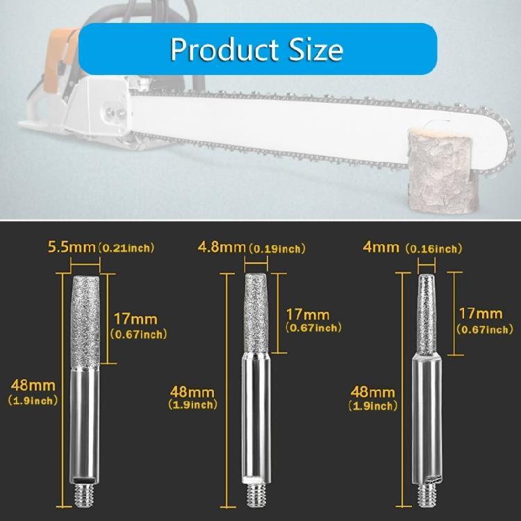 12pcs 4mm/4.8mm/5.5mm Grinding Heads For Chain Sharpening For Outdoor Cycling Maintenance And Professional Repairs