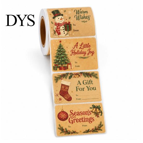 Holiday Present Labels 180PCS/Roll Christmas Label Stickers, Self-Adhesive Tags with to And from Scrapbooking Sticker Writing Field, Decorative