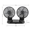 Dual Head Car Fan USB Powered with LED Lights Electric Car Fan 3 Speeds Adjustable Powerful Cooling Fan Multi-Angle Rotation