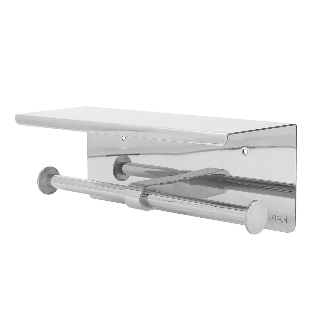 Toilettenpapierhalter aus Edelstahl mit Ablage, selbstklebend, stanzfrei, Toilettenpapier-Ablage, Rolle