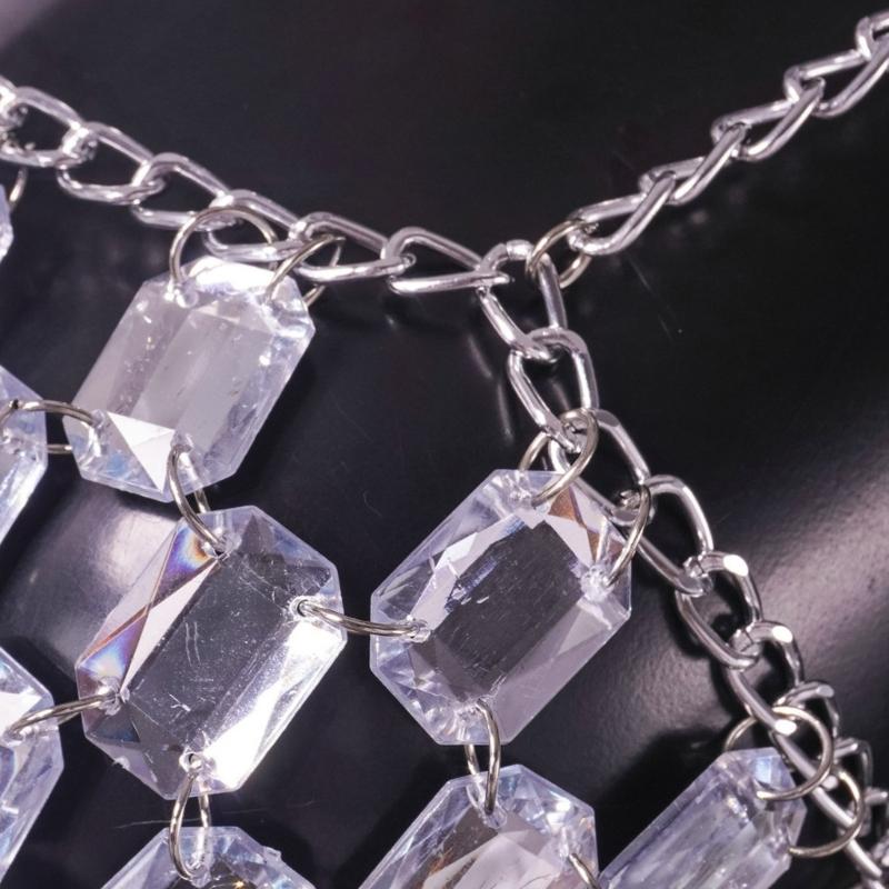 Rhinestones Body Chain Tanks Top Sleeveless Crop Top Body Jewelry Beach Bikini Coverups for Club Party Body Jewelry