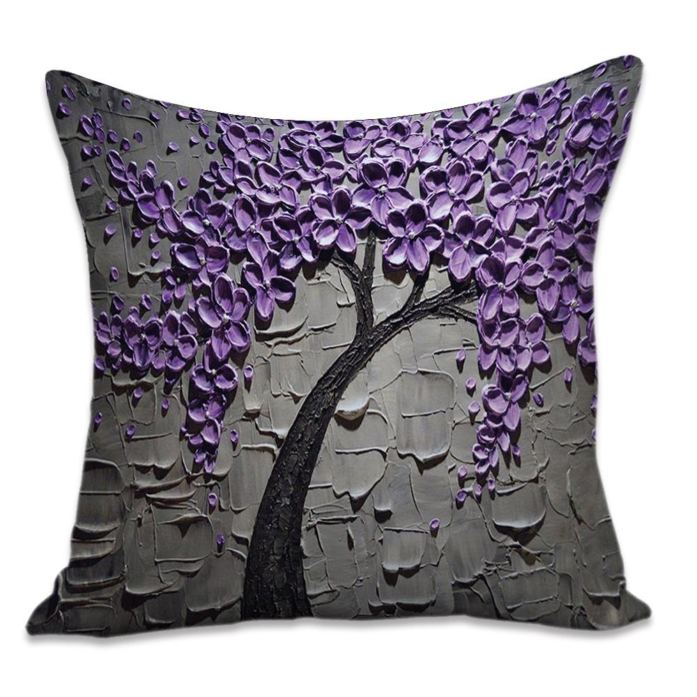 Printed Pillowcase Digital Printed Cotton and Linen Super Soft Peach Leather Velvet Pillowcase Oil Painting Style Pillowcase