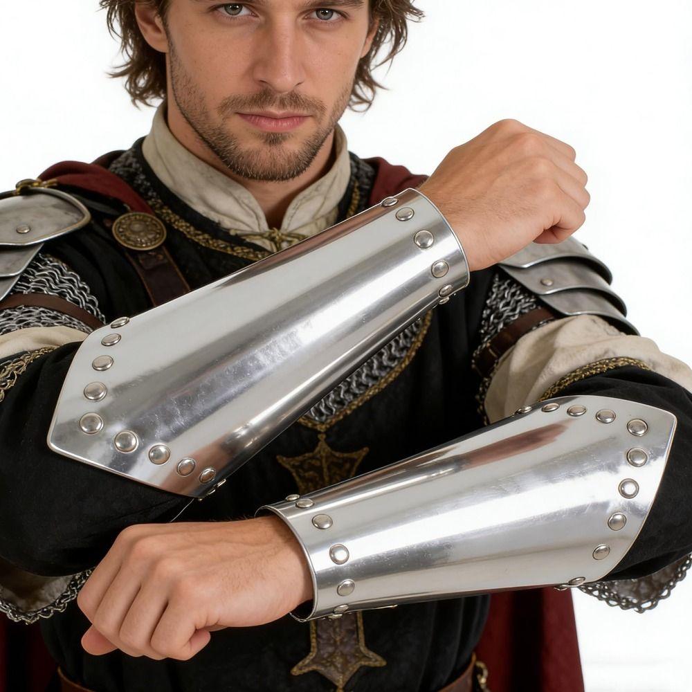 Silver Gold Rivet Knight Arm Guard Shiny Metallic Cosplay Arm Cuff Medieval Bracers Knight Cosplay