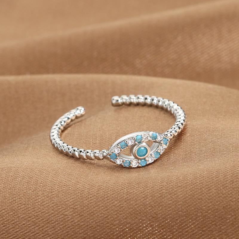 YILUOCD Blauwe Zirkoon Duivelsogen Open Verstelbare Ringen Geluk Turkse Boze Oog Vingerringen Voor Vrouwen Trouwring Sieraden