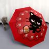 1pc Kawaii Cat with Paw Prints Umbrella - Automatic Opening/Closing, Portable 3-Fold Design, 8-Rib Iron Frame Outdoor Umbrella, Perfect Gift for Fans,
