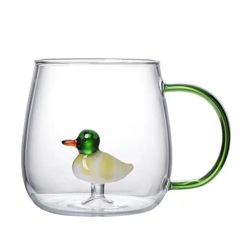 

3D Cartoon Animal & Plant Design Heatproof Glass Cup Cute Fashion Home Water Cup Creative Decoration 400ml
