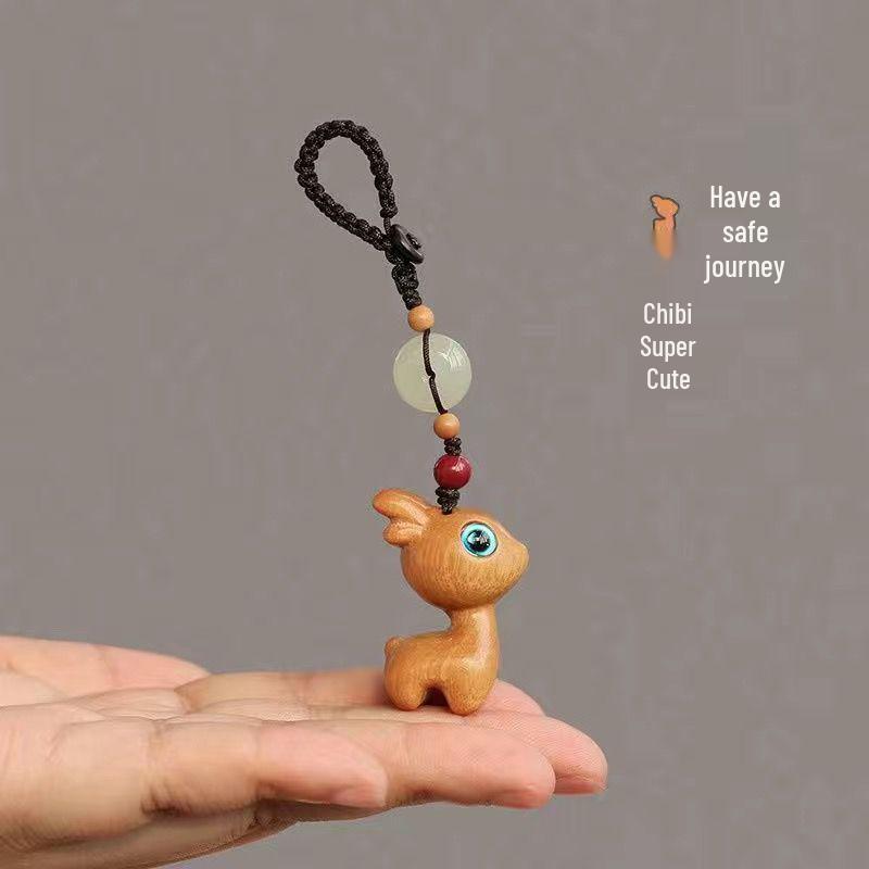 Sandalwood Deer Car Keychain Charm for Men, Women & Couples