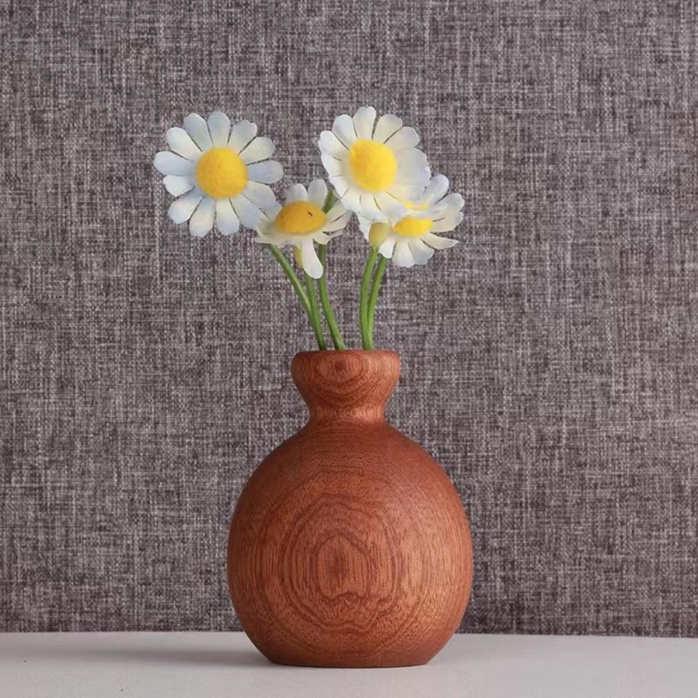 Floral Arrangement Wooden Vase Decorative Tabletop Decor Unique Flowerpot  Home Decor