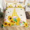 Purple Lavender Dwarf Duvet Cover King Queen Kawaii Cartoon Gnome Bedding Set Spring Flowers Comforter Cover Floral Quilt Cover