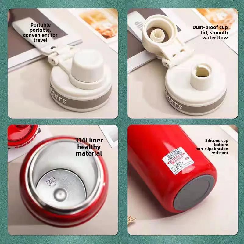 650ML Vacuum Cup Thermos Double Wall Vacuum Flask Outdoor Sport Water Bottle Stainless Steel Thermal Mug Leak Proof