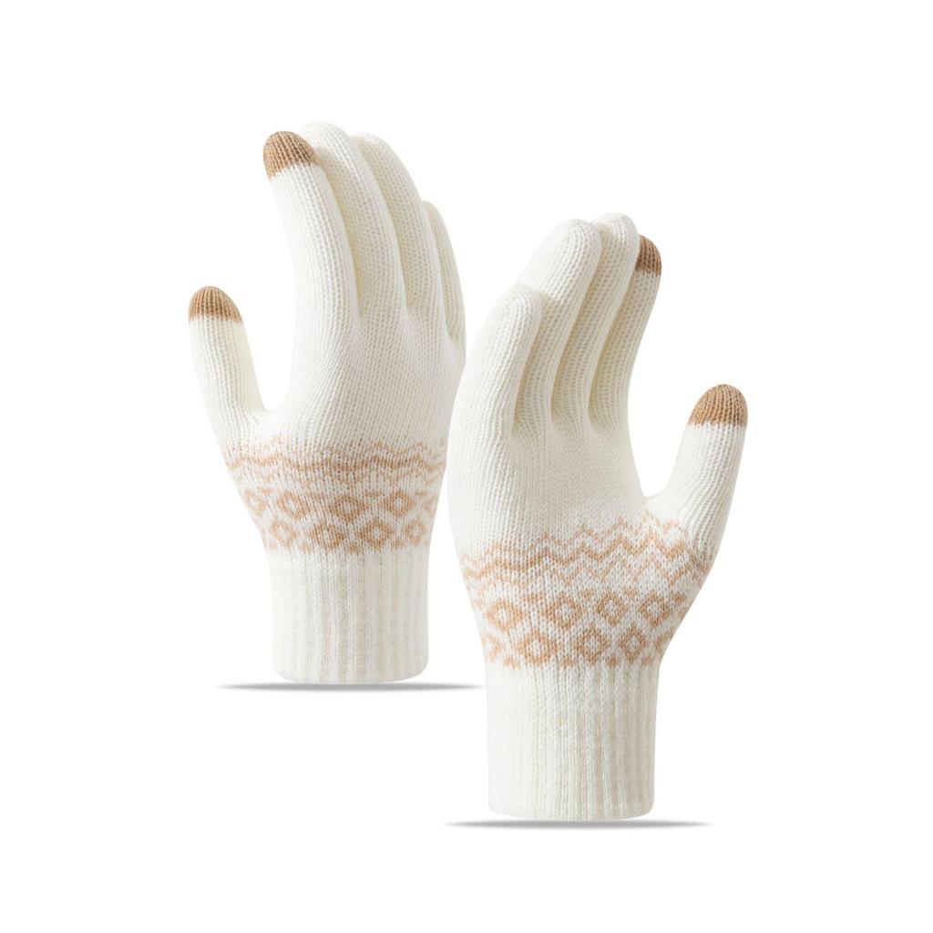 Women's Winter Velvet-Lined Touchscreen Knit Gloves - Cute, Thick, Korean Style, Cold-Proof