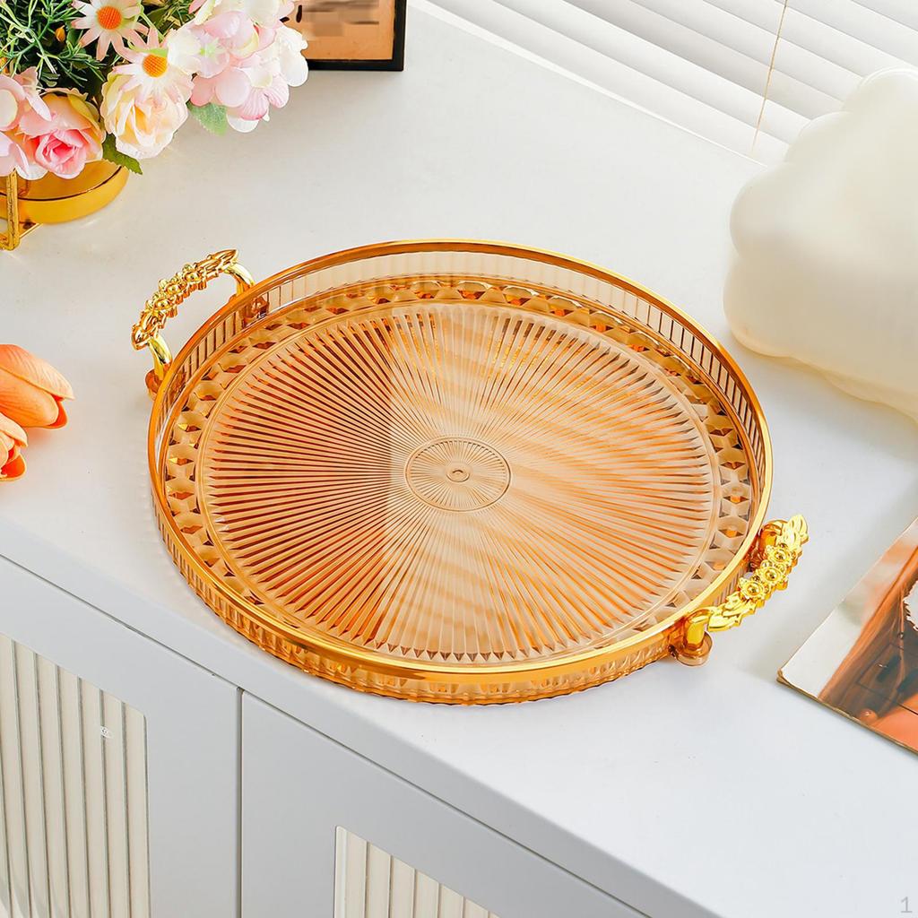 Round Serving Tray Cake Display Plate Versatile Easy To Clean Durability Fruit Food Storage