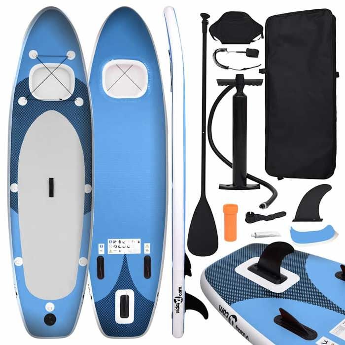 VidaXL Inflatable SUP Board Set Paddleboard Surfboard Paddleboard Outdoor Repair Kit Blue 93389