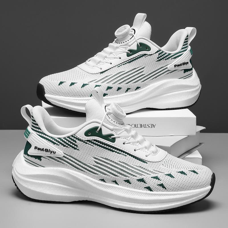 Rotary Buckle Men'S Shoes Trendy Fashion Mesh Shoes Comfortable Soft-Soled Running Shoes Fly-Woven Platform Casual Sports Shoes