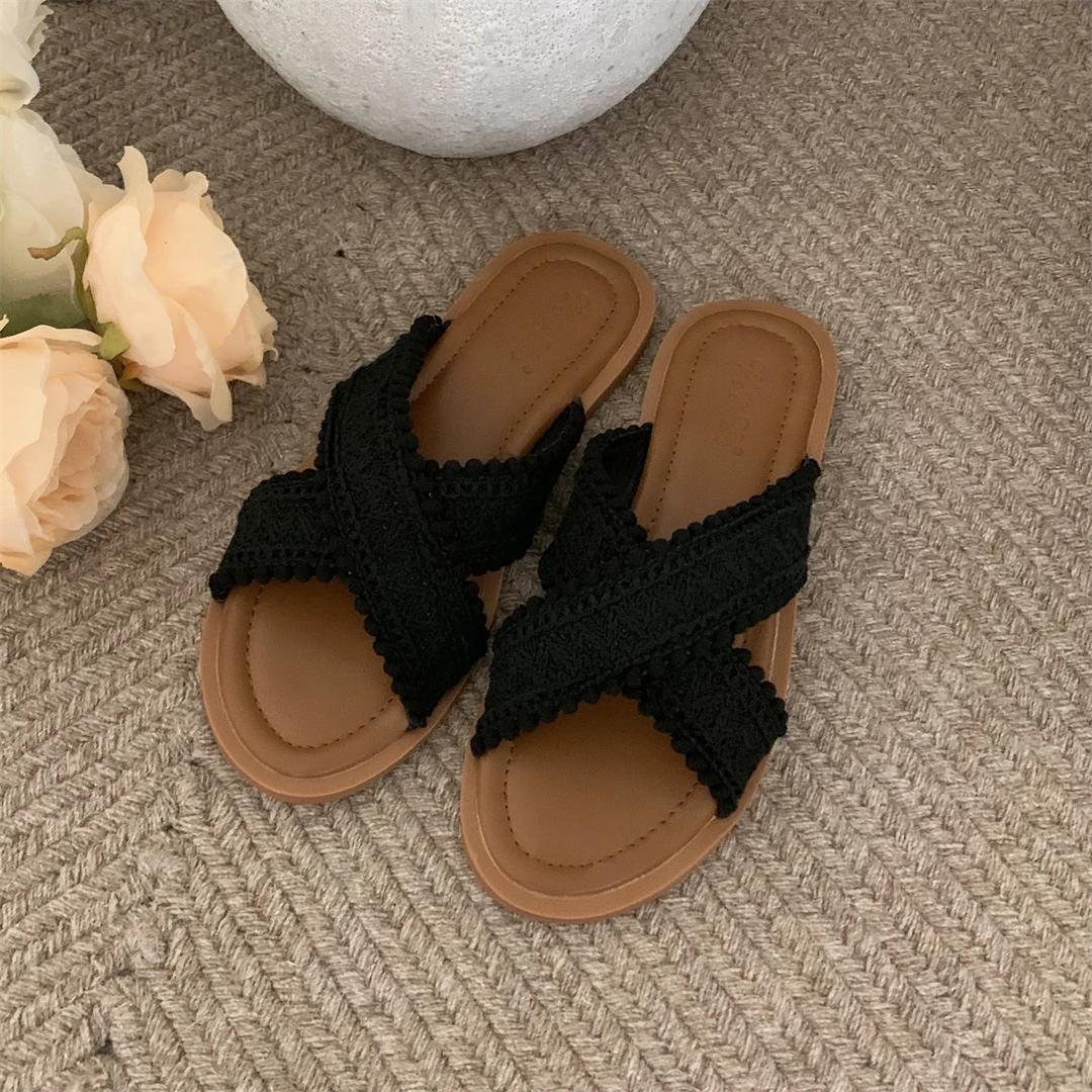 

Мода 2024 Модные сандалии Женские комфортные плоские вязаные летние сандалии 35