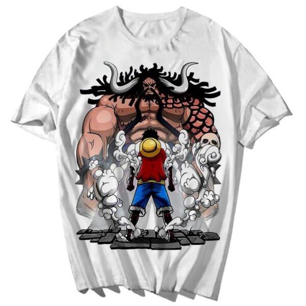 

Summer 2026 One Piece Luffy VS Kaido Battle of The Kingdoms of Peace Theme 100 Cotton Printed Loose Tshirt for Unisex and Women S