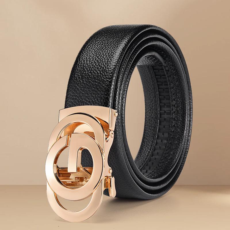 Herren Echtleder Gürtel mit Leoparden-Schnalle - Lässig Vielseitig Mode Tide