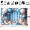 1 2D party background with an ocean theme, decorated in a beach holiday style, featuring shells, starfish and balloons