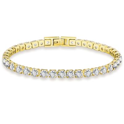 KRKC&CO Tennis Bracelet for Women, 4mm Wide, Zirconia, K14 Gold Plated, Surgical Stainless Steel, CZ Diamond, Men's Bracelet, Hypoallergenic, Sparklin