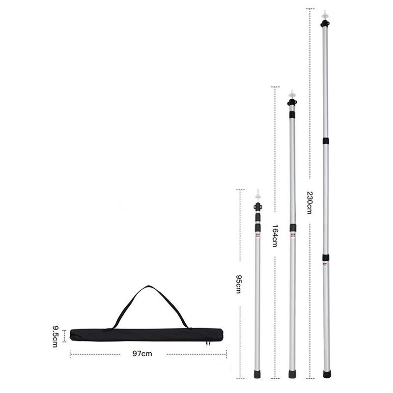 2Pcs Camping Canopy Pole Aluminum Alloy Telescopic Tent Support Foldable Beach Shelter Awning Pole For Outdoor Adjustable
