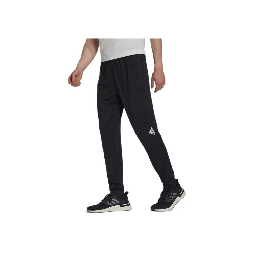 adidas Solid Color Logo Print Fitness Sports Long Pants Men Bottoms Black HL8771