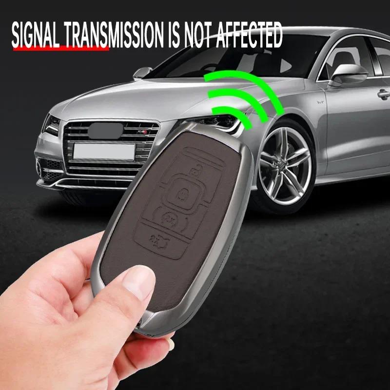 Interior Mouldings Leather Car Key Case Shell Cover for Lincoln Continental Navigator Z MKZ MKC MKX Nautilus Aviator Corsair She