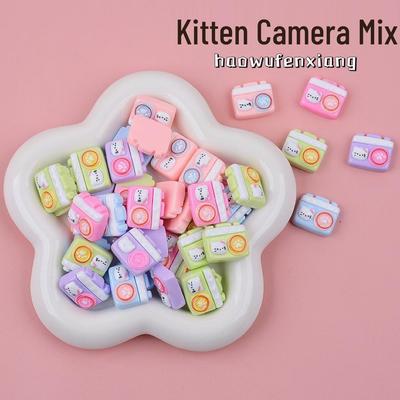 Mini Cartoon Katze Kamera Harz Zubehör: DIY Essensspielzeug, Cremekleber, Handyhülle, Schmuckaufkleber