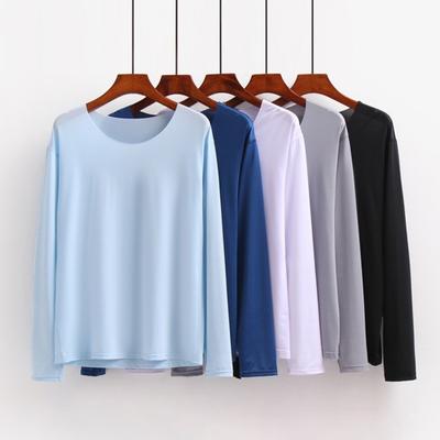 Fall Spring Men Top Seamless Solid Color O Neck Long Sleeves High Stretchy Quick-drying Daily Wear