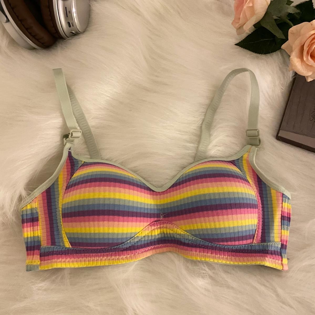 

Осень Зима Милый Красочный Полосатый Бюстгальтер Без Косточек Пуш-Ап Чашка Контроль Боковой Груди Формирующий Горячая Девушка Бесшовное Нижнее Белье 32/70 зелёный