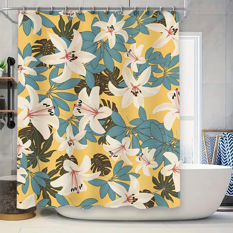 

Modern Shower Curtain Design With Tropical Flowers Perfect For Bath Decor W60H190(CM)-1 Pcs