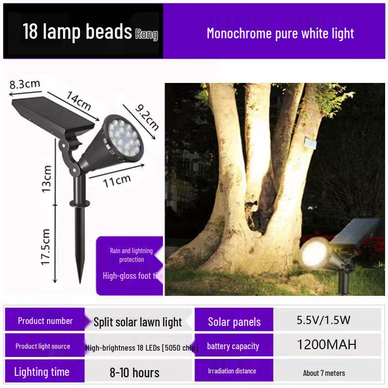 Solar-Powered Rainproof Outdoor Spotlight for Gardens and Lawns