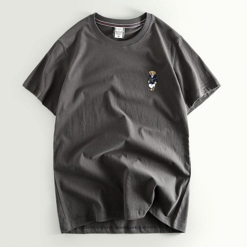 Export Tail Single Men s Cut Label Cattle Goods Factory Export Short Sleeve Pure Cotton Tail Goods Withdraw from Cupboard Original Single T-shirt Iron Gray 3XL