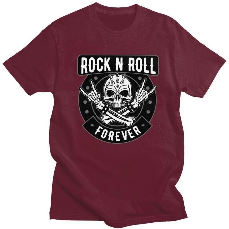 Custom Heavy Metal Rock N Roll Skull Tshirt for Men Short Sleeve T Shirt Cool Tshirts Slim Fit 100 Cotton Tee Gift