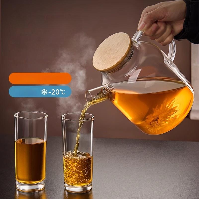 Transparent Glass Teapot Home And Kitchen Puer Tea Pot With Wooden Lid Kettle Tea Set Coffee And Tea Tableware