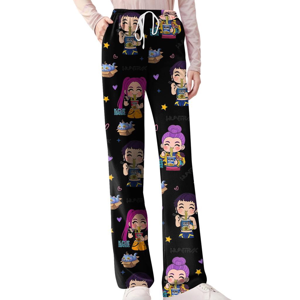 Womens Pajama Pants Sleepwear Casual Drawstring Elastic Waist Pants Comfy Straight Yoga Loose Trousers