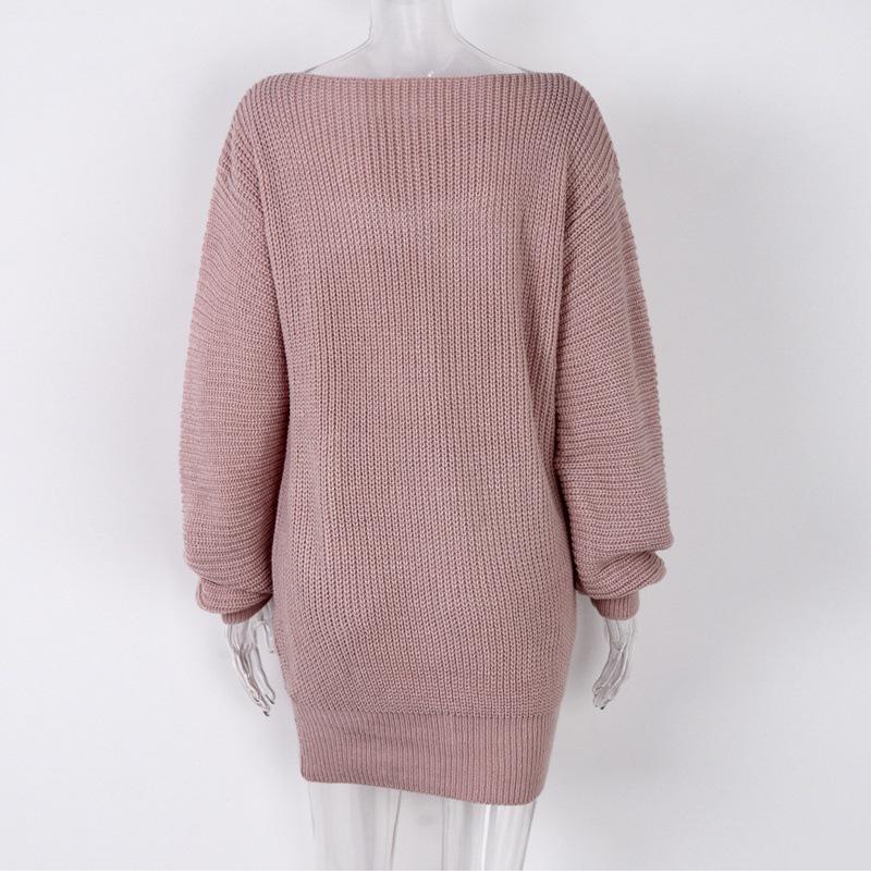 Women's Knit Off-Shoulder Lantern Sleeve Sweater Dress - Autumn/Winter 2025 Collection