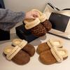 2025 autumn and winter retro style leopard print bag head half slippers women's college fashion versatile casual fluffy shoes