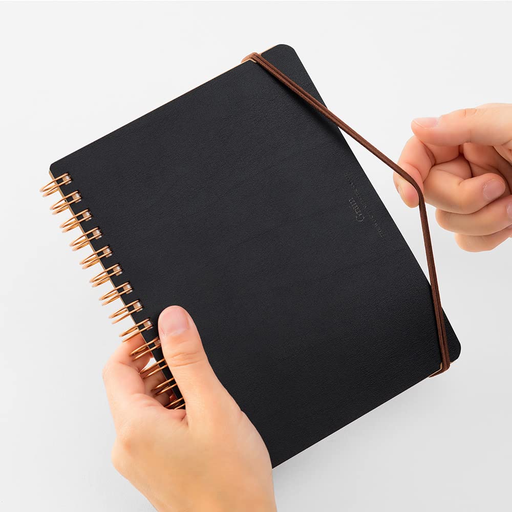 DESIGNPHIL Midori Grain Ring Notebook B6 Variant Black 15222006 Stationery