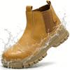 Men Mid Top Safety Work Boots Water Repellent Steel Toe Anti Smash Anti Puncture Wear Resistant Non Slip Industrial Construction