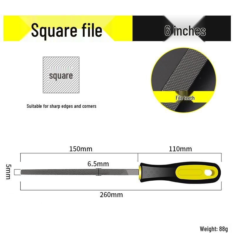 Multifunctional Steel File Set: Triangular, Half-Round, Round, Flat, Board, and Rasp Files