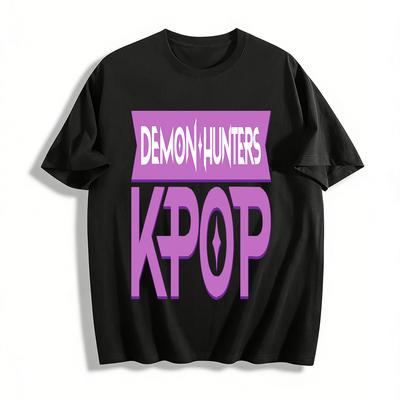 KPOP Demon Hunters Graphic Tee Cool Korean Pop Culture Print Casual Short Sleeve T-Shirt for K-Pop Fans Pure Cotton T-shirt