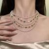 Heavy Industry Temperament Court Style Pearl Flash Diamond Necklace Niche Design Temperament Personality Versatile Necklace