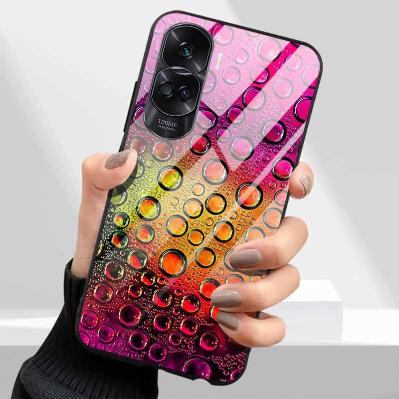 Tempered Glass Hard Cover For Honor 90 Lite 5G Case Lovely Marble Funda Coque For Honor 90 Pro Honor90 90Lite 90Pro Phone Shells