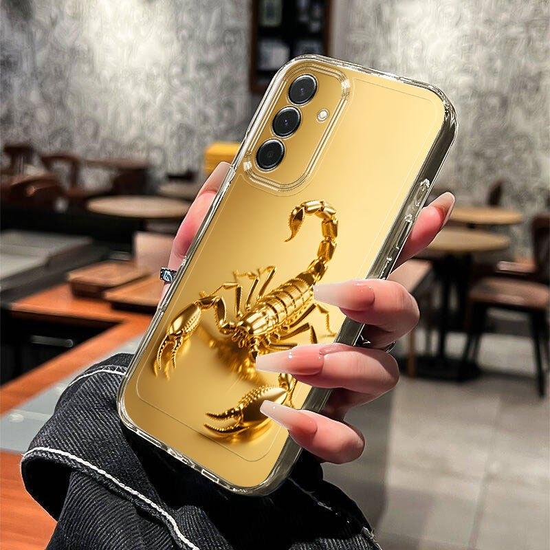 Golden Scorpion Transparent Phone Case Suitable for Samsung Galaxy S26 S25 S24 S23 S22 S20 FE/Ultra/Plus Anti Drop Back Cover