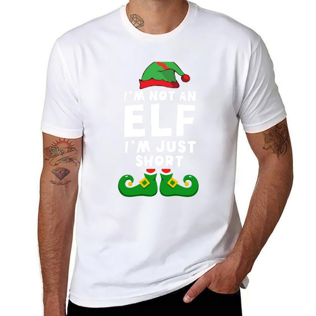 Im Not An Elf Im Just Short Family Matching Christmas Pajamas Funny Tshirt Fashion Letter Print Tshirt