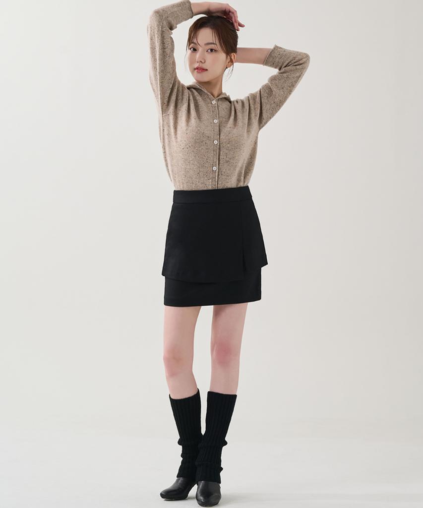 Hye Young Kim Wool Layered Midi Skirt - Black
