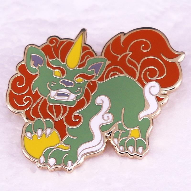 

Unicorn Lion Dance Brooch Badge for Clothing and Bags Accessories