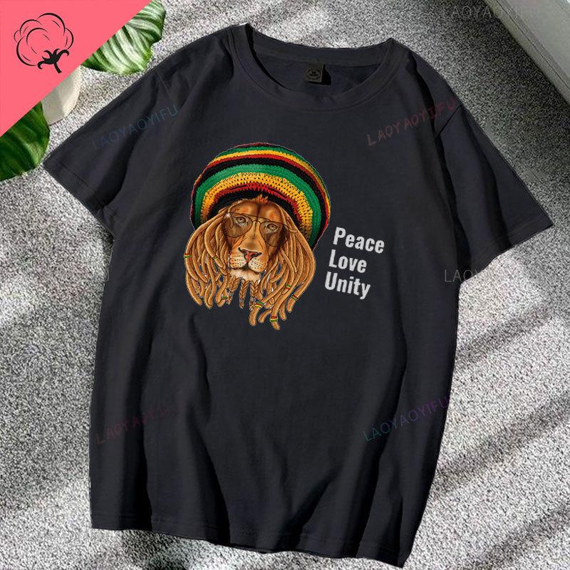 T-shirt Leone Rasta Giuda Cuffie Rastafariano Giamaicano Zion Uomo Cotone di Alta Qualità Canottiera Casual Traspirante Abbigliamento Street